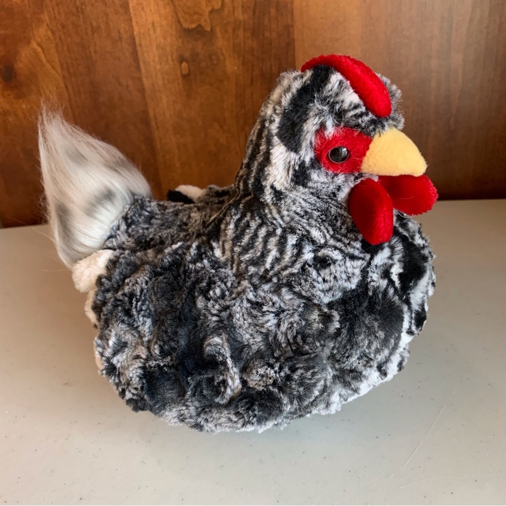 Douglas Plush Chicken Hen Black Gray White Huggable Stuffie 7.5”